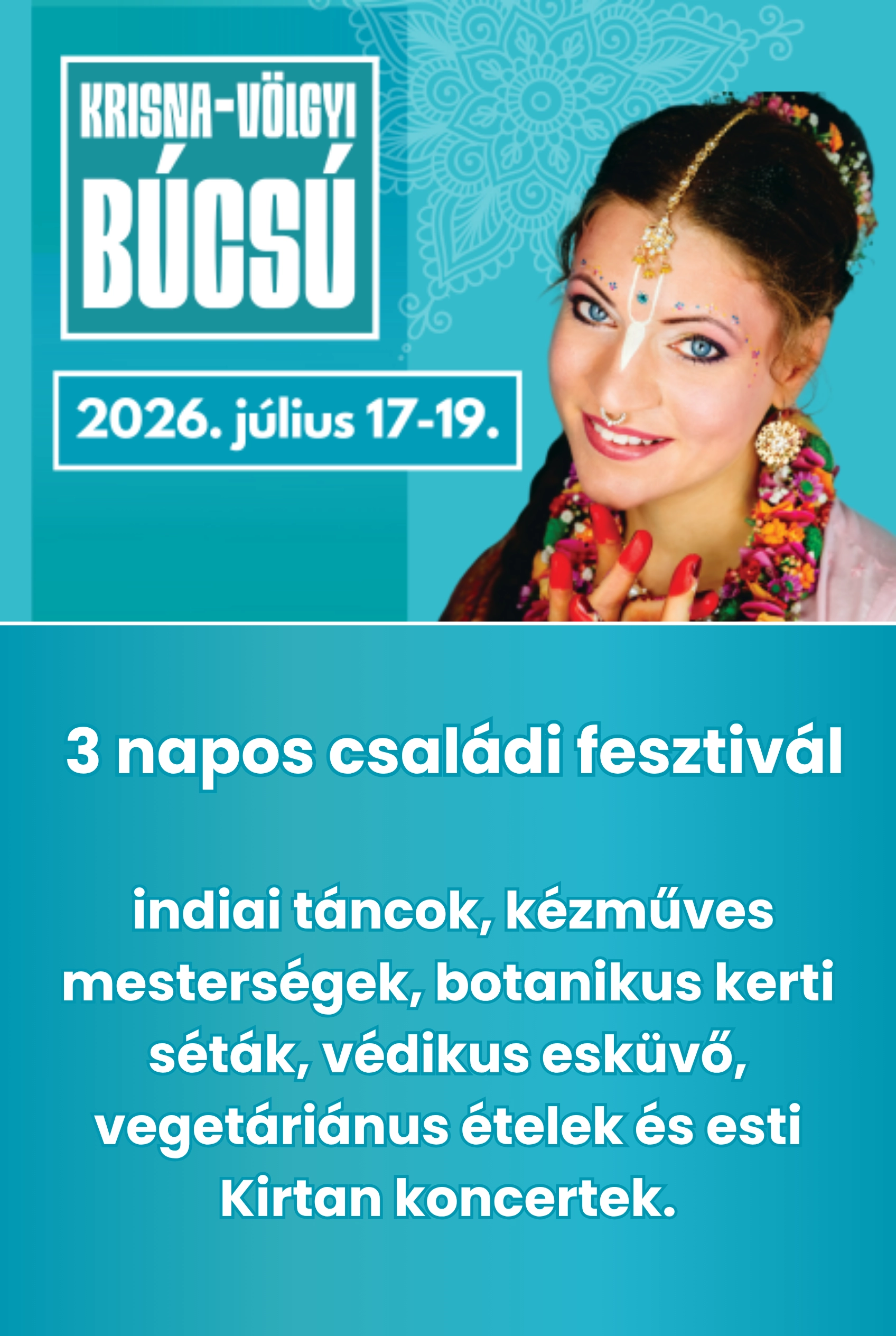 Krisna-völgyi Búcsú 2026 – Háromnapos családi fesztivál esemény poszter